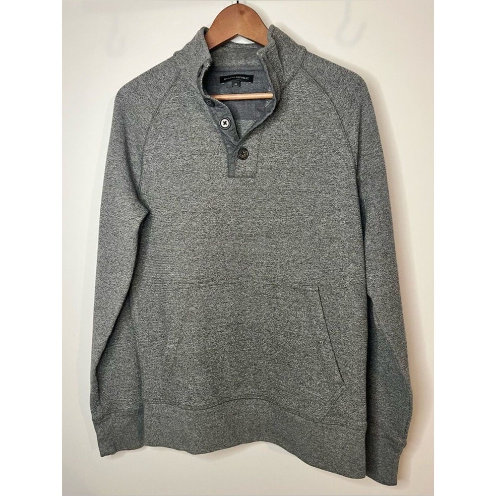 Banana Republic 4 Button Pullover Knit Sweater Heather Gray Size Medium